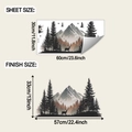 Sheet and finish size comparison for mountain and pine forest 3D wall stickers - 60x30cm (fun-b211)
