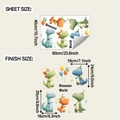 Dimensions détaillées des stickers muraux dinosaures cartoon avec ballons colorés - Monde des Dinosaures (fun-e349) / 40x60cm