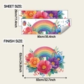 Detailansicht der Regenbogen Wandtattoo mit Bogenmaß und fertigen Abmessungen - Regenbogen Und Blühende Blumen Stil