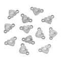 Silver heart connector charms with radial texture and dual rings for DIY necklaces - Style 1 Radial Heart (5X9mm) / Steel