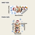 Detailed sheet and finish size specifications for Christmas wall stickers with Santa and elk - Cartoon Stacked Style (fun-b203)