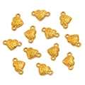 Golden heart-shaped connectors with woven texture and double rings for DIY necklaces - Style 4 Woven Heart (6X9mm) / Gold