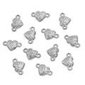 Silver woven texture heart-shaped connector charms for DIY necklace making - Style 4 Woven Heart (6X9mm) / Steel
