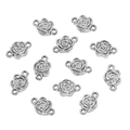 DIY necklace charm connectors in silver rose flower design made of stainless steel - Style 5 Rose (6X9mm) / Steel