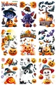 Set mit 9 3D Halloween Fensterbildern mit süßen Geistern, Kürbissen und Fledermäusen - Halloween-Kombinationsstil (SKJD2337DS) / Mehrblatt-Kombination