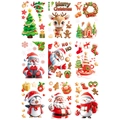 3D Cartoon Weihnachtsfensterbilder Set mit Weihnachtsmann, Rentier und Festdekor - 20x30cm