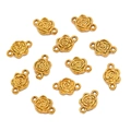 11 pieces of golden rose charms with dual connector rings for DIY jewelry making - Style 5 Rose (6X9mm) / Gold