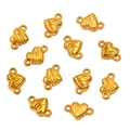 Golden heart charm connector with textured ripple finish for DIY jewelry making - Style 7 Wavy Heart (6X9mm) / Gold