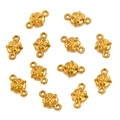 Golden flower-shaped stainless steel connectors for DIY jewelry making and necklace crafts - Style 9 Hexapetalous (6X9mm) / Gold