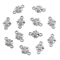 Silver 304 stainless steel connector with star relief and double loops for DIY necklace - Style 9 Hexapetalous (6X9mm) / Steel