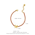 Handmade red rope bracelet featuring a golden butterfly charm and stainless steel beads - Butterfly / Gold-Red-Butterfly