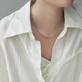 Minimalist sparkling silver clavicle chain necklace in titanium steel for women - Silver Necklace
