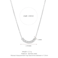 Silver stainless steel necklace featuring seven cubic zirconia stones with size measurements - Square Row Zirconia Necklace / White Gold