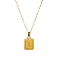 Gold plated stainless steel necklace with rectangular Pisces constellation pendant - Gold - Pisces