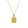 Golden titanium steel Aries zodiac square pendant necklace with clear cubic zirconia - Gold - Aries