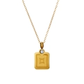 Collana con ciondolo zodiacale quadrato dorato con motivo a stella e zircone cubico - Oro - Gemelli