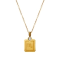 Collana con ciondolo quadrato Scorpione in acciaio inossidabile dorato e zircone - Oro - Scorpione