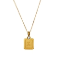 Collana rettangolare in acciaio al titanio dorato con segno Capricorno e zircone - Oro - Capricorno