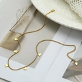Elegant 18K gold plated titanium steel necklace featuring five clover-shaped pendants - Plum Blossom