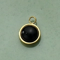 Vintage 18K gold-plated double-layer necklace with black agate stone circular pendant - Black Agate Pendant