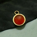 Double-layered 18K gold plated titanium necklace with orange agate stone pendant - Red Agate Pendant