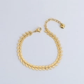18K vergoldetes Titan-Armband mit Weizenblatt-Muster, Karabiner und Herzanhänger - Ähre Armband