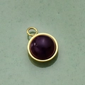 Vintage double layer necklace with a round purple agate pendant in 18K gold finish - Amethyst Pendant