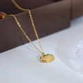 Chinese retro longevity lock necklace in gold finish with heart-shaped pendant - Gold