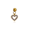 Gold hollow heart pendant with blue crystals for DIY necklaces and bracelets - Dark Blue (S01)