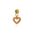 Gold-plated hollow heart charm with 14 inlaid red crystals for DIY jewelry bracelets - Red (S03)