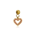 Golden hollow heart charm with pink rhinestones for DIY bracelets and necklaces - Pink (S04)