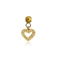 Golden heart-shaped hollow pendant with circular rhinestones for jewelry making - White (S05)