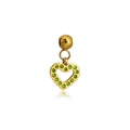 Hollow heart pendant in golden finish with sparkling green stones for DIY jewelry - Green (S06)