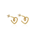 Elegant 18k gold-plated heart-shaped stud earrings with minimalist twisted wire design - Twisted Heart Style (5626806050418) / Gold