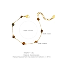Golden stainless steel bracelet featuring brown tiger eye beads and K18 metal tag - Tiger Eye Bracelet