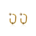 U-shaped golden stainless steel earrings with intricate triple twisted thread detail - U-Shaped Twisted Decoration Style (5626806050421) / Gold