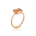 Adjustable rose gold ring featuring a champagne rectangular zircon in four-prong setting - Ring / Rose Gold