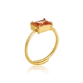 Adjustable gold ring with a four-prong set rectangular champagne zircon gemstone - Ring / Gold