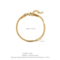 Double layered 18K gold plated stainless steel snake chain bracelet with beads - Plain Chain Style