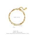 Double-layered 18K gold plated stainless steel snake chain bracelet with 3mm beads - Small Gold Bead Style