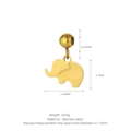 Golden stainless steel elephant pendant for jewelry making with crystal diamond inlay - Elephant Style (J01) / Gold
