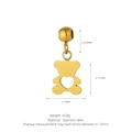 Golden bear pendant in stainless steel with heart cutout and technical dimensions - Hollow Bear Style (J03) / Gold