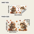 Detail showing cartoon squirrels wall sticker layout size 30x60cm and finish dimensions - Cartoon Squirrel Style (fun-b212) / 30x60cm