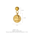 Golden stainless steel round pendant with Love You engraving and polished heart charm - Love you Round Plate Style (J14) / Gold