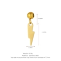 Golden lightning bolt charm in stainless steel with bead top measurement display - Lightning Style (J16) / Gold