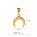Polished golden stainless steel moon pendant charm with measurement details and weight specs - Large Moon Style (J17) / Gold