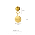 Polished golden stainless steel round pendant with LUCKY engraving and bead clasp charm - LUCKY Round Plate Style (J18) / Gold