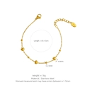 18K gold plated heart and bead stainless steel chain bracelet with adjustable extension - Heart / Gold