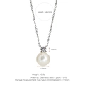 Elegant grey pearl pendant necklace with sparkling stone on a stainless steel chain - Necklace / Necklace (Silver+White)