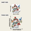 Detailoverzicht van de afmetingen van de sneeuwpop muursticker en decoratieve kerstpatronen - 29*29cm/fun-f892